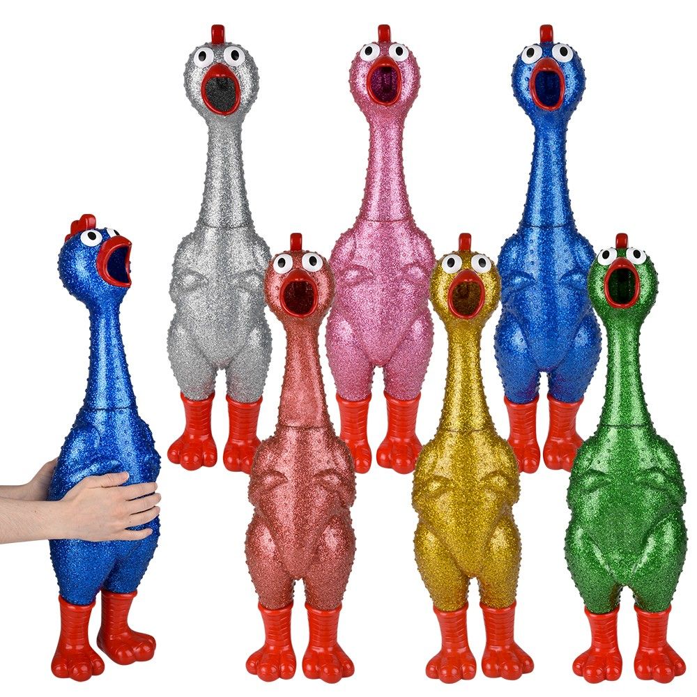 6 Bulk 24" Giant Sparkle Rubber Chicken 6ct