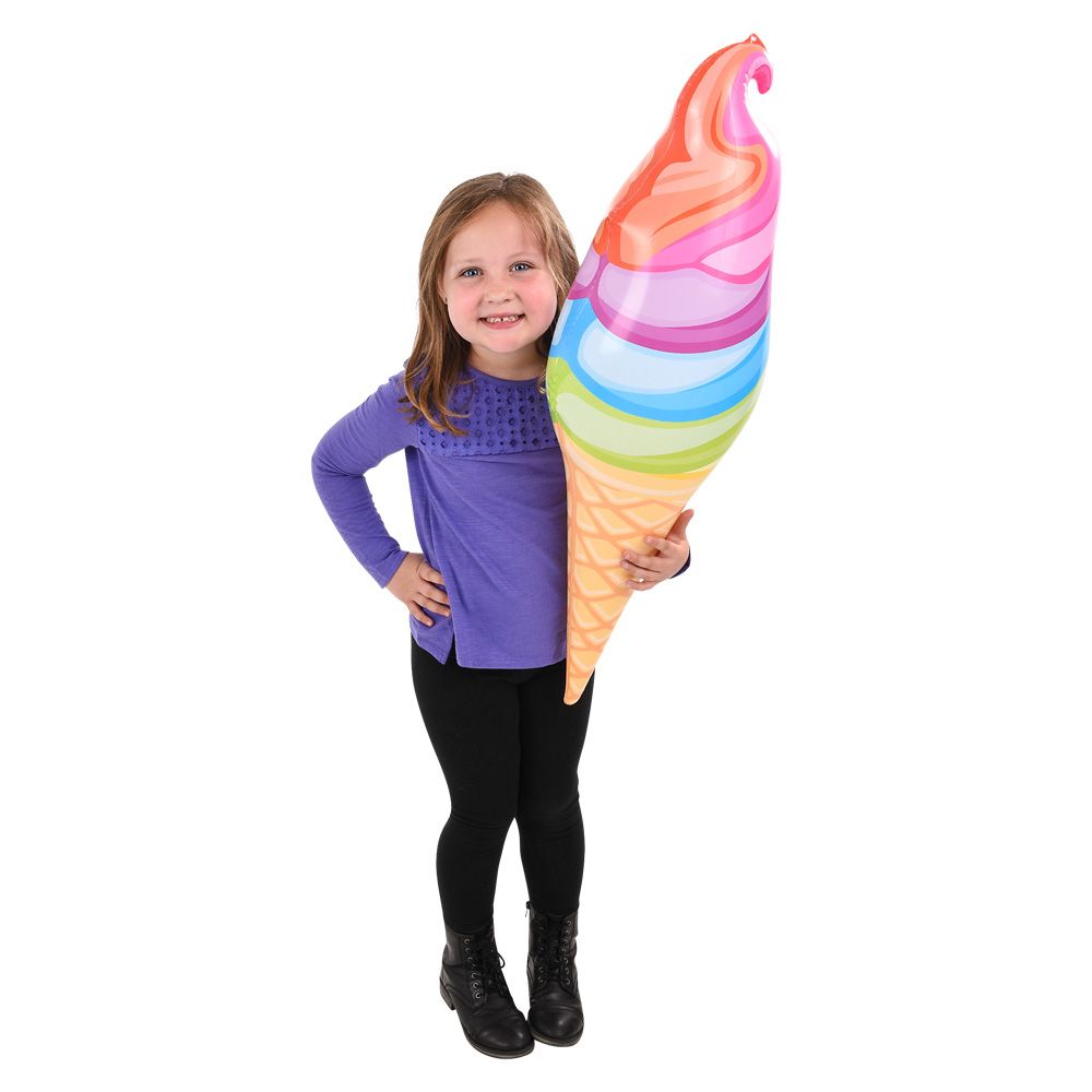 144 Bulk 36 inch Rainbow Ice Cream Cone Inflate