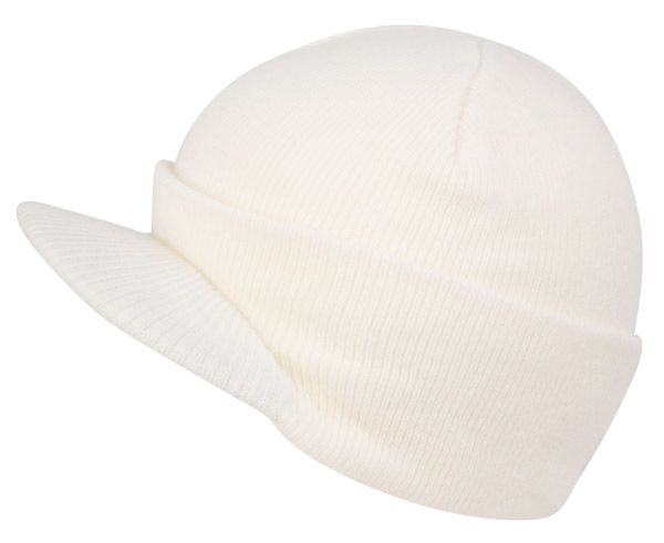 12 Bulk Solid Color Knit Beanie With Visor Assorted