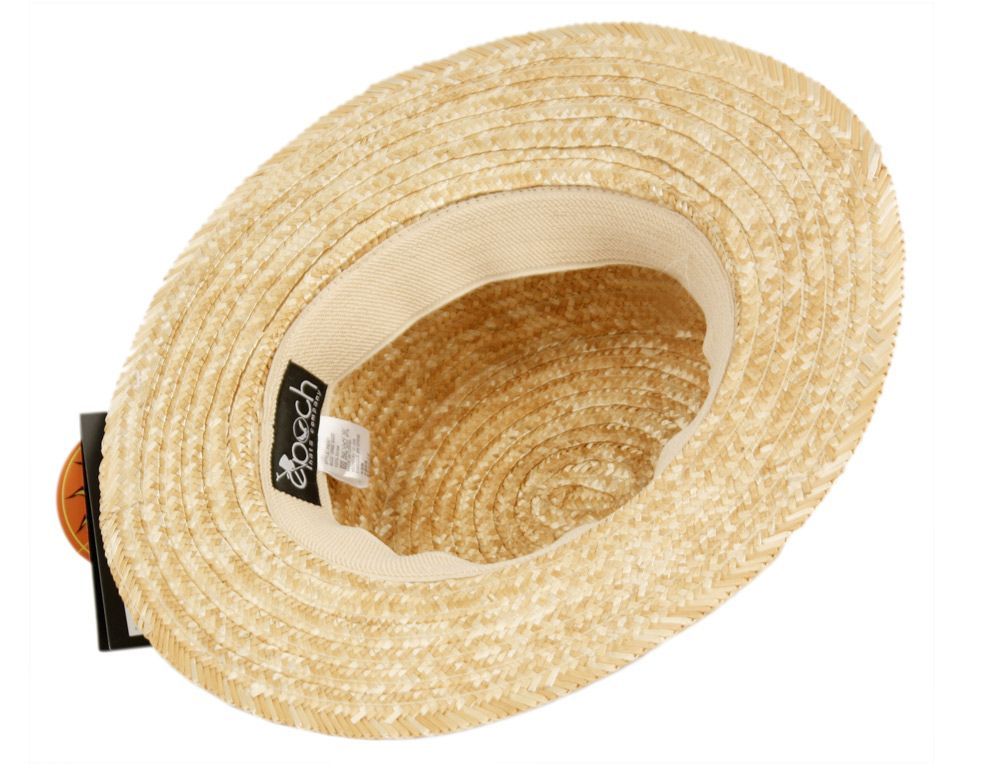 6 Bulk Wheat Straw Boater Hats With Stripe Band