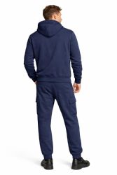 18 Bulk Cotton Fleece Cargo Jogger And Zipper Hoodie Set In Navy Assorted Sizes M- 2xl