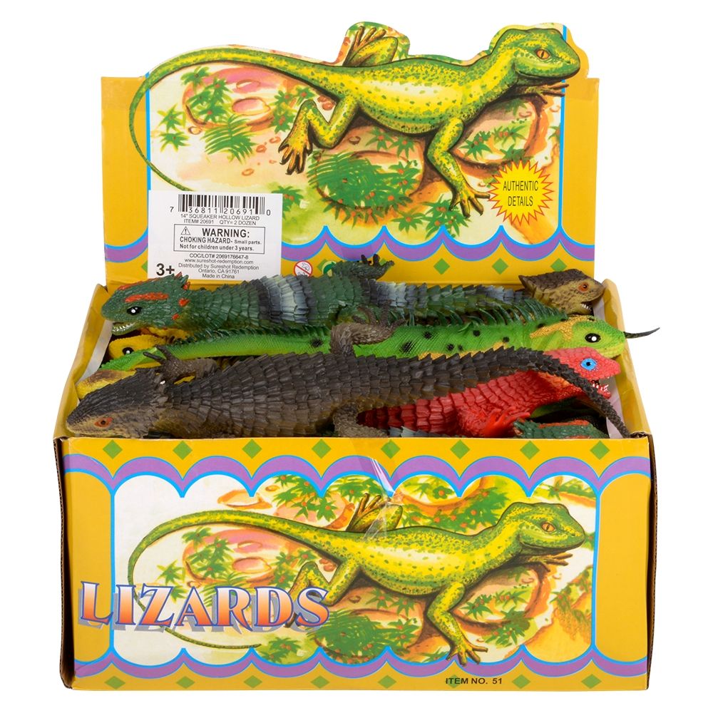 144 Bulk Rainforest Squeaker Lizard (12 Asst.) 14" 12/30