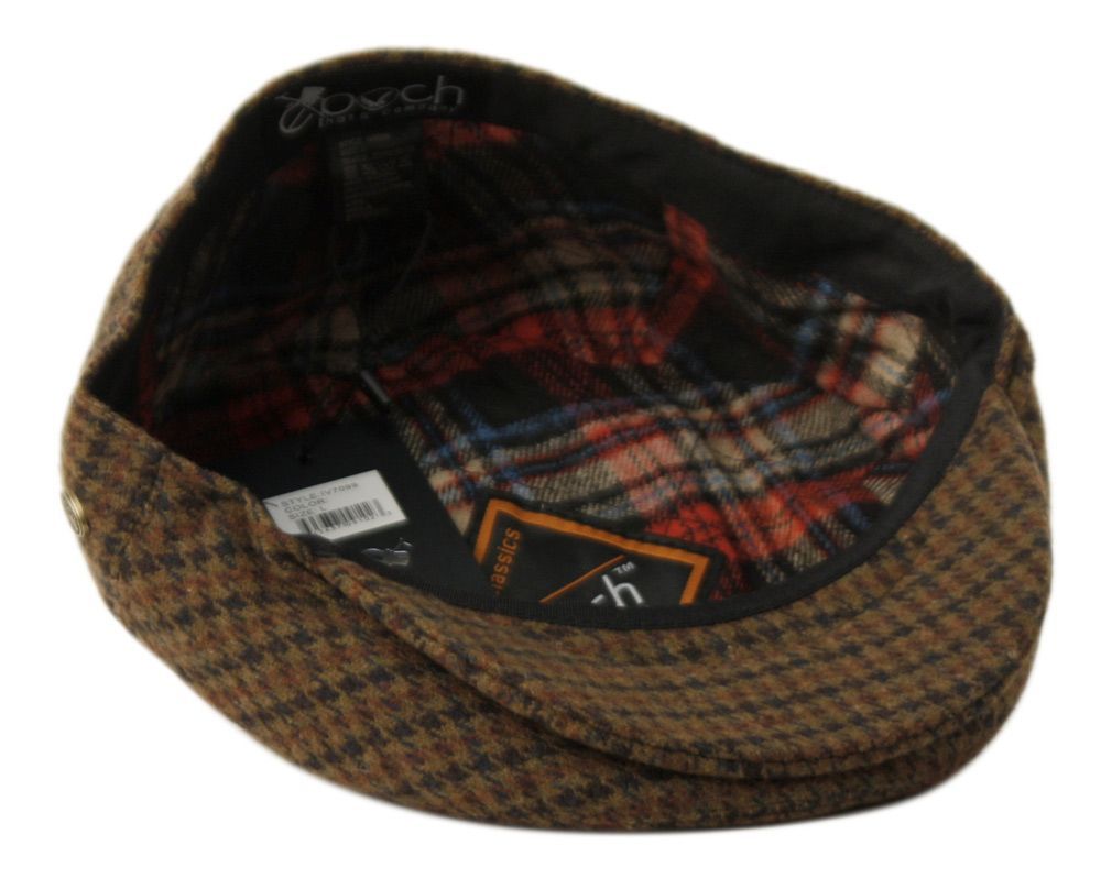 6 Bulk Brushed Wool Plaid Ivy Caps W/cloth Fabric Lining Assorted