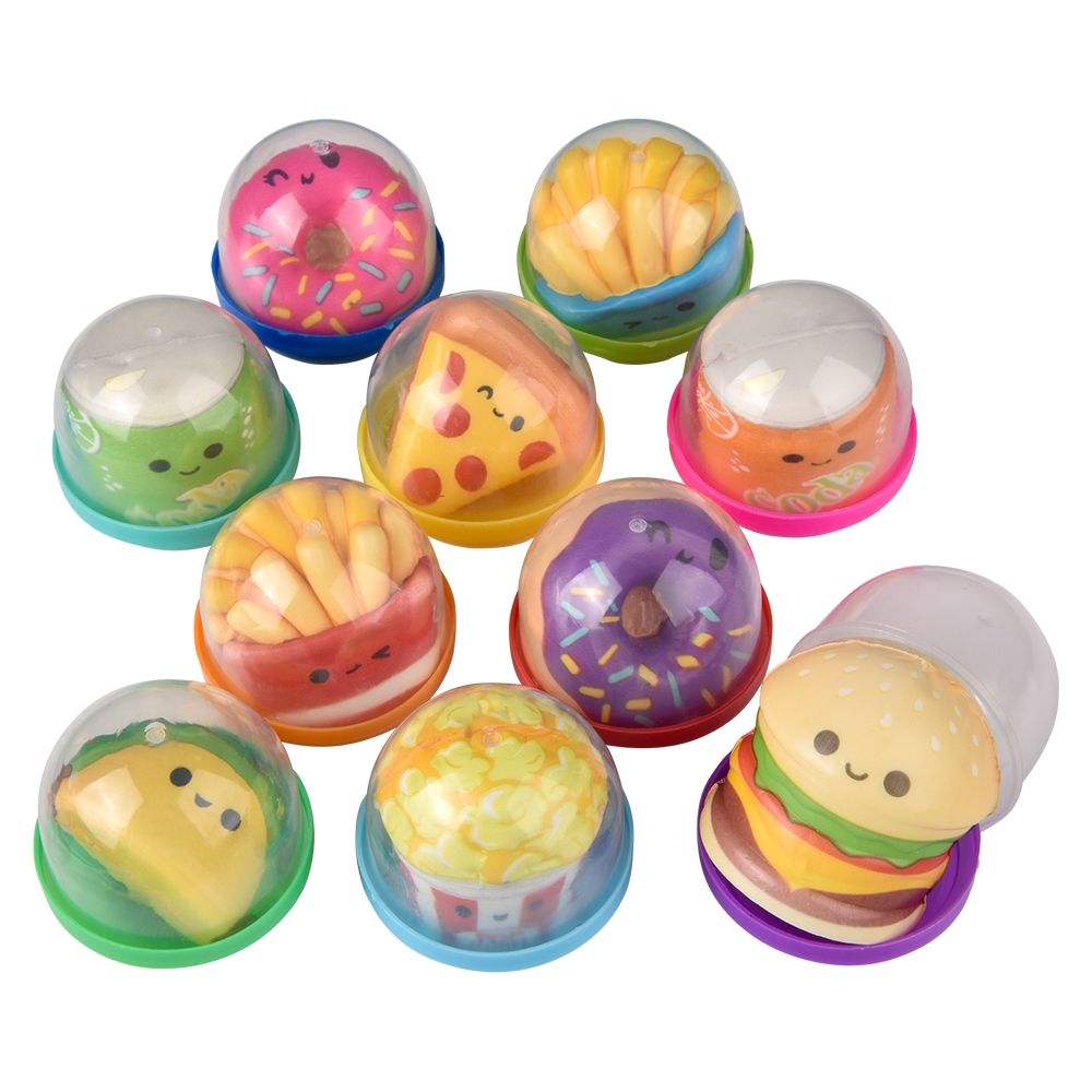 250 Bulk Micro Squish Fun Foods 1.5"-2.25" In 2" Capsule 250ct