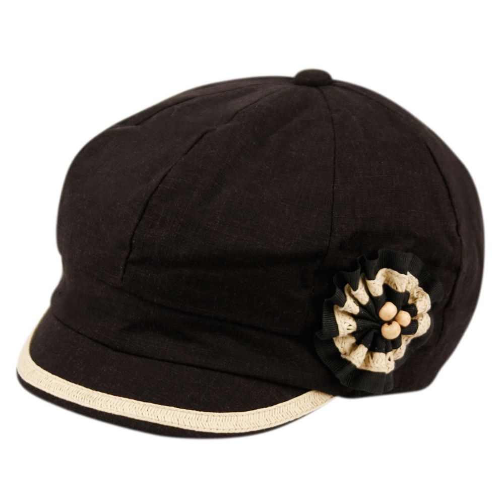 12 Bulk Linen Cabbie Hats With Flower Cb2243 Assorted