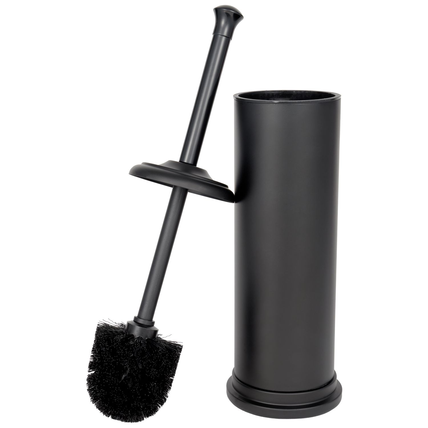 6 Bulk Spire Brushed Stainless Steel Toilet Bowl Brush And Holder, Black