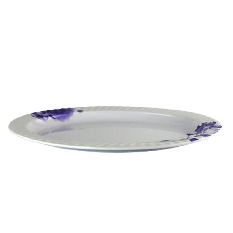 24 Bulk 14" Marble Doted Melamine Oval Plate