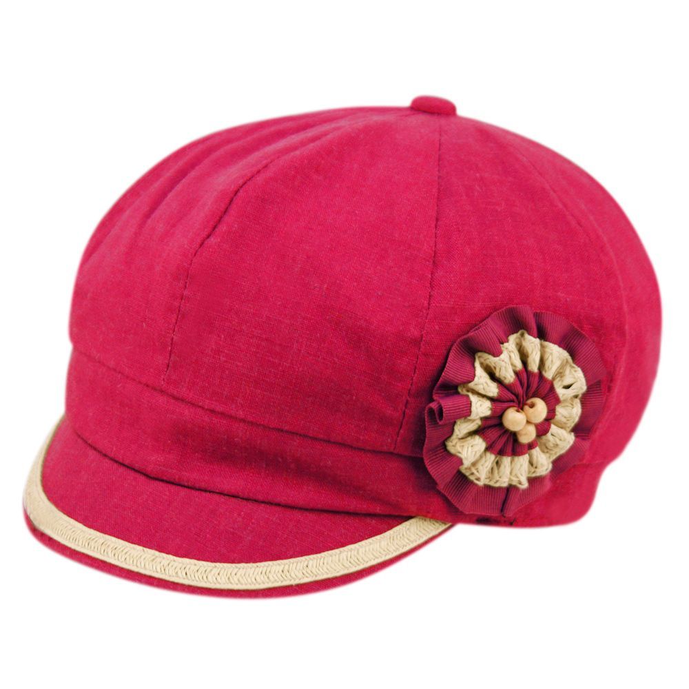 12 Bulk Linen Cabbie Hats With Flower Cb2243 Assorted