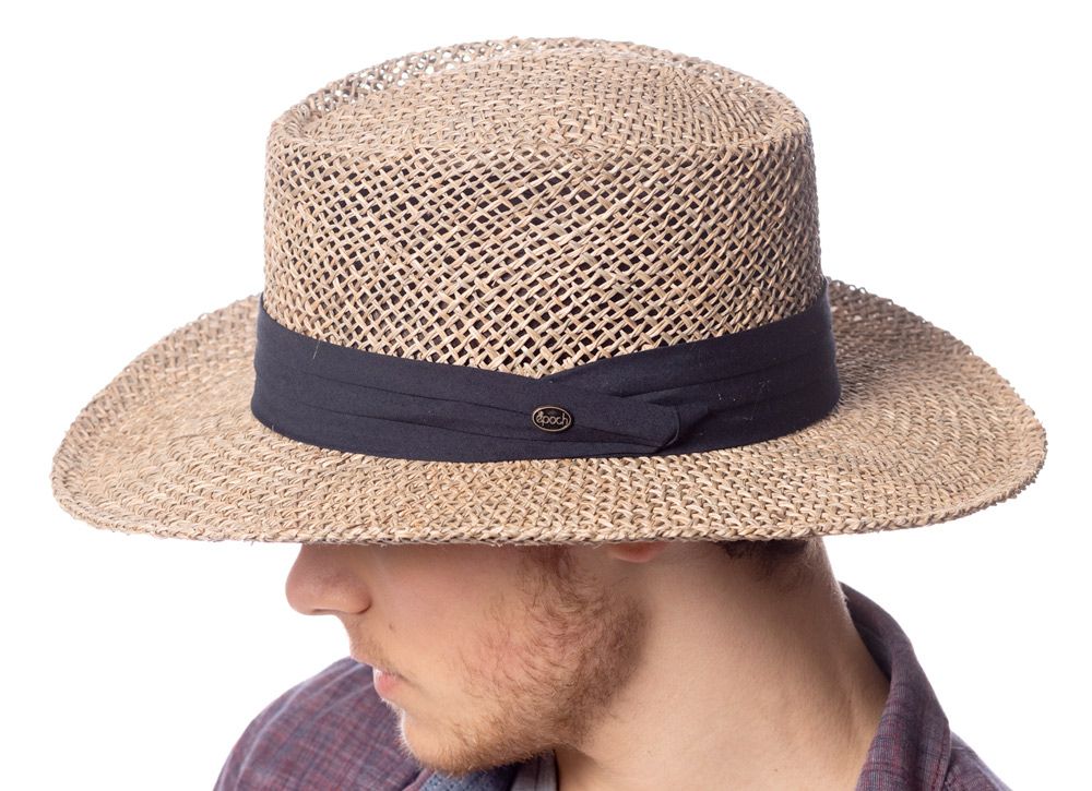 6 Bulk Gambler Straw Hats With Grosgrain Band