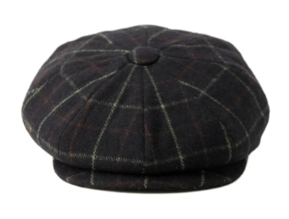 6 Bulk Plaid Wool Blend Newsboy Cap Assorted