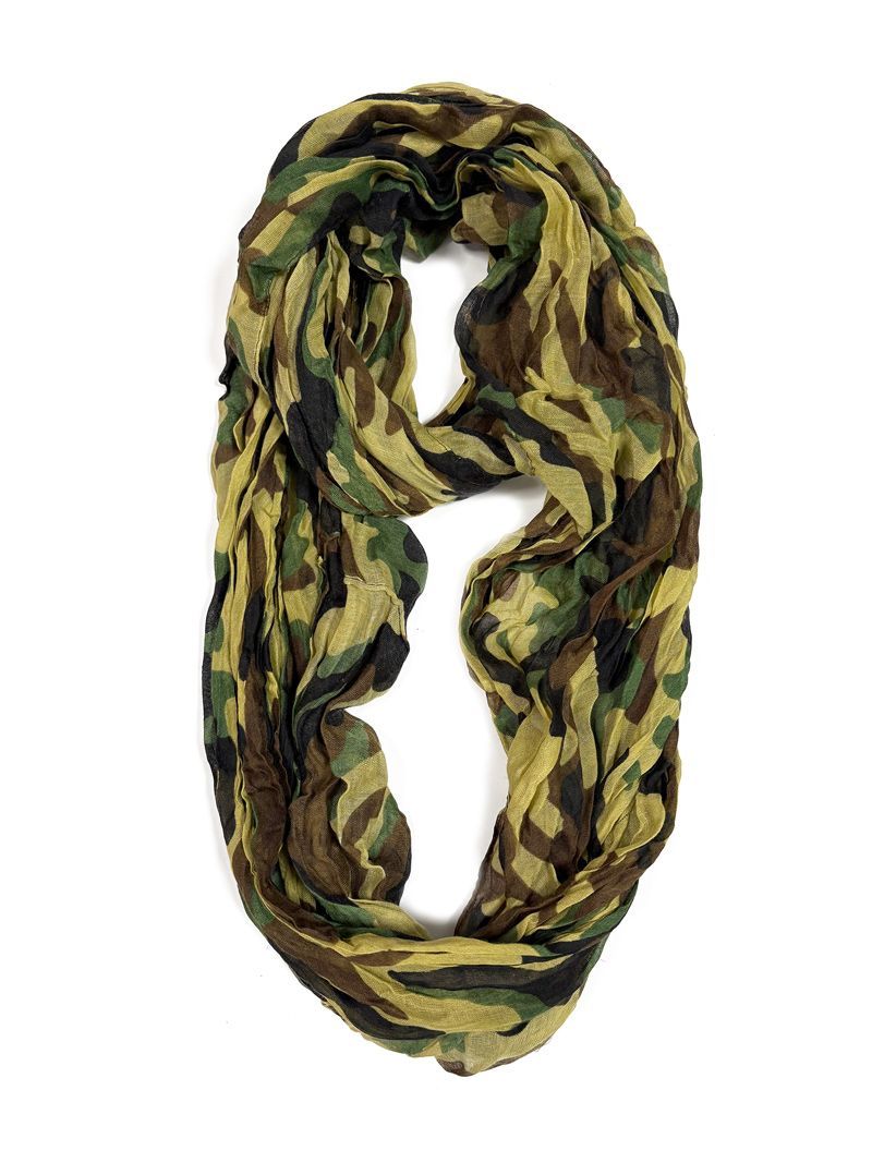 12 Bulk Camouflage Infinity Scarves Assorted