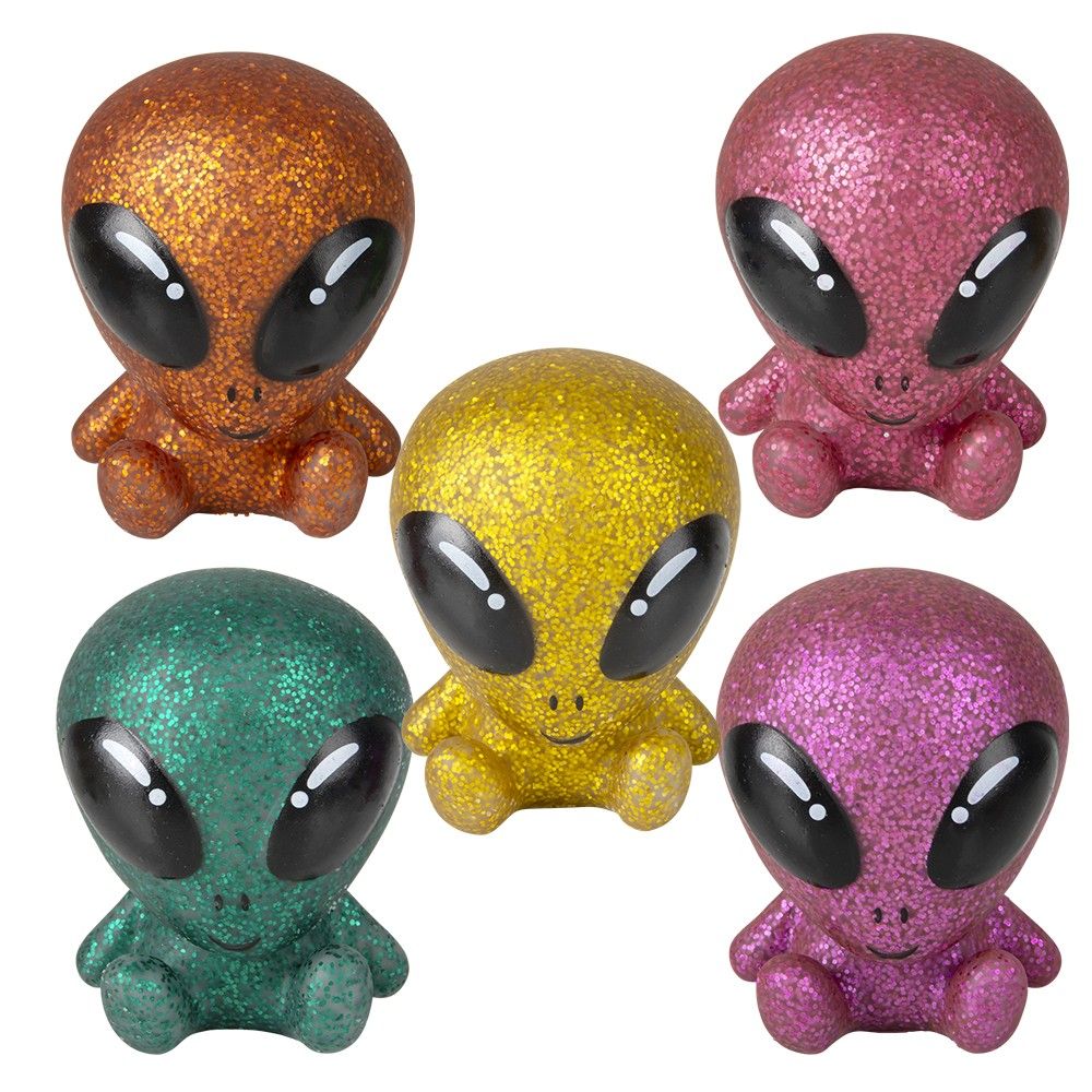 300 Bulk 2.5" Rubber Glitter Galactic Alien