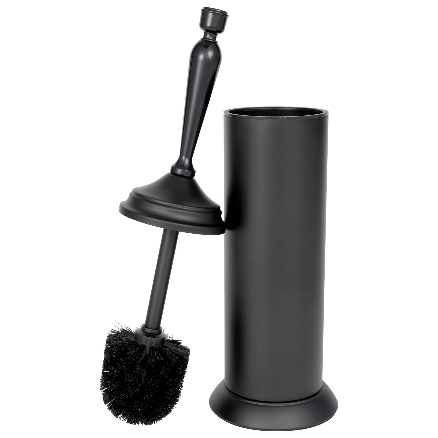 6 Bulk Empire Brushed Stainless Steel Toilet Bowl Brush And Holder, Black