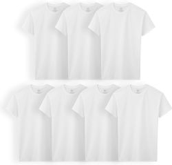 36 Bulk Fruit Of The Loom Boys Cotton Crew Neck Undershirt In White Size Medium