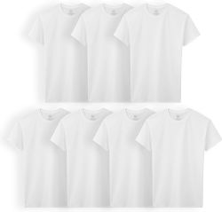 72 Bulk Fruit Of The Loom Boys Cotton Crew Neck Undershirt In White Size Large