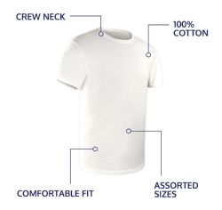 24 Bulk Girls Youth Cotton White T-Shirts Size Xlarge