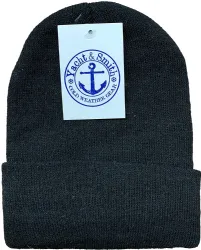 60 Bulk Yacht & Smith Kids Winter Beanies In Dark Assorted Colors