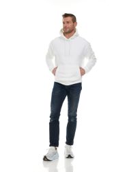 24 Bulk Men's Cotton Fleece Hooded Sweat Shirt White Size Small