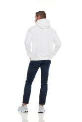 24 Bulk Men's Cotton Fleece Hooded Sweat Shirt White Size Small