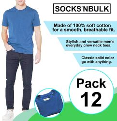 12 Bulk Men's Cotton Short Sleeve T-Shirt Size 6X-Large - Blue