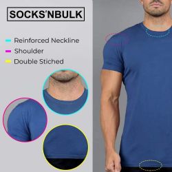 12 Bulk Men's Cotton Short Sleeve T-Shirt Size 6X-Large - Blue