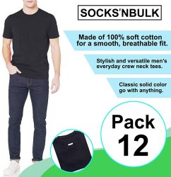 24 Bulk Men's Cotton Short Sleeve T-Shirt Size 5X-Large, Black