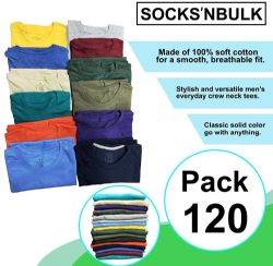 24 Bulk Men's Cotton Short Sleeve T-Shirt Size 5X-Large, Assorted Colors