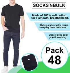 60 Bulk Men's Cotton T-Shirt In Solid Black Size 3xlarge