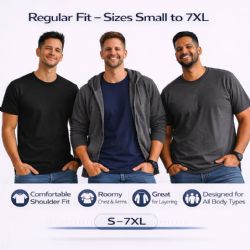 6 Bulk Men's Dark Eversoft Cotton Short Sleeve Crew Neck Lightweight T-Shirt Size Medium