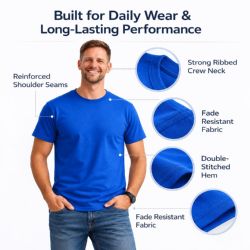 6 Bulk Men's Dark Eversoft Cotton Short Sleeve Crew Neck Lightweight T-Shirt Size 2xlarge