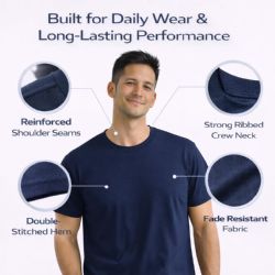 6 Bulk Men's Dark Eversoft Cotton Short Sleeve Crew Neck Lightweight T-Shirt Size 6xlarge