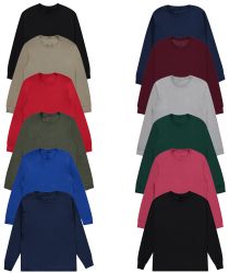 24 Bulk Mens Assorted Dark Colors Long Sleeve T-Shirt Size 2xlarge