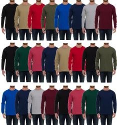 24 Bulk Mens Assorted Dark Colors Long Sleeve T-Shirt Size 2xlarge