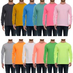 12 Bulk Mens Assorted Light Colors Long Sleeve T-Shirt Size 3xlarge