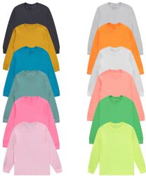 12 Bulk Mens Assorted Mix Light And Dark Colors Long Sleeve T-Shirt Size 3xlarge