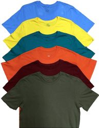 12 Bulk Mens Cotton Crew Neck Short Sleeve T Shirt, Assorted Colors, Size 6x Large