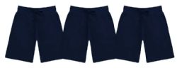 3 Bulk Mens Cotton Fleece 3 Pocket Shorts Black Size Medium