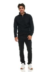24 Bulk Mens Cotton Fleece Line Quarter Zip Sweat Shirt In Assorted Colors Size Xlarge
