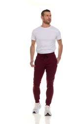36 Bulk Mens Cotton Fleece Zipper Jogger Burgundy Assorted Sizes S-3x