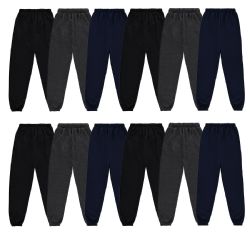 24 Bulk Mens Fleece Cotton Blend 12 Jogger Pants And 12 Long Sleeve T-Shirts In Assorted Colors Size Medium