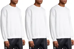 3 Bulk Mens Cotton White Crew Neck Sweatshirt Size Medium