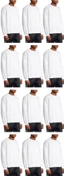 12 Bulk Mens Cotton White Crew Neck Sweatshirt Size Large