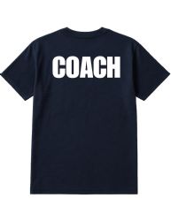 48 Bulk Navy Coach T-Shirt Size L, Cotton Blend Printed In Usa For Sports & Team Leaders