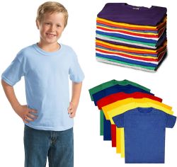 288 Bulk Kids Unisex Cotton Crew Neck T-Shirts, Assorted Sizes And Colors, Ages 4-12