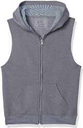 144 Bulk Boys Fruit Of The Loom Fleece Sleeveless Full Zip Hoodie Size Medium
