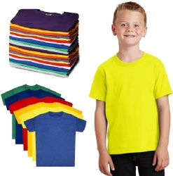 216 Bulk Kids Cotton Crew Neck Short Sleeve T-Shirts Irregular , Assorted Colors And Sizes XS-xl