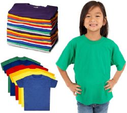 216 Bulk Kids Cotton Crew Neck Short Sleeve T-Shirts Irregular , Assorted Colors And Sizes XS-xl