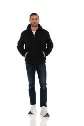 48 Bulk Unisex Black Zipper Hoodie Cotton Fleece Lining Assorted Sizes M-2x