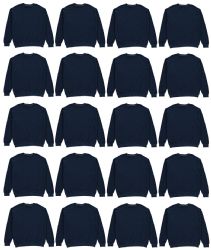 72 Bulk Unisex Fleece Line Cotton Crew Neck Sweat Shirt Navy Size 2xlarge