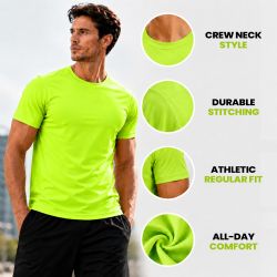 12 Bulk Unisex Moisture Wicking Neon Green T Shirt Size 2xlarge